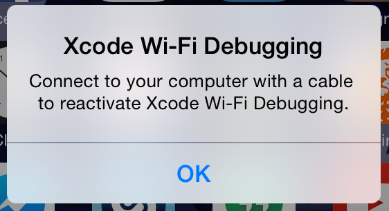 Xcode Wi-Fi Debugging message