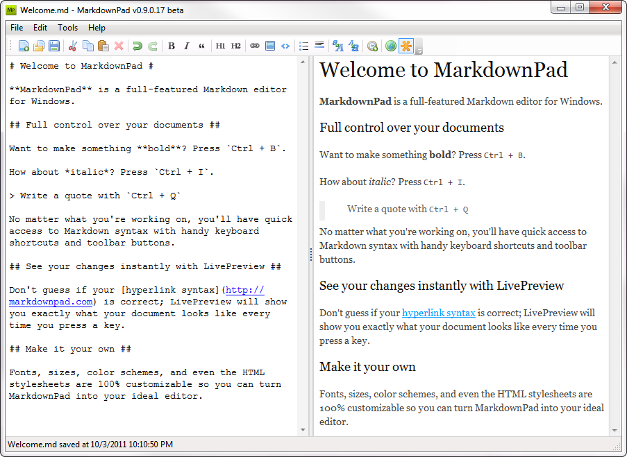 MarkdownPad, the Markdown Editor for Windows
