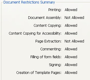 Document Restrictions Summary