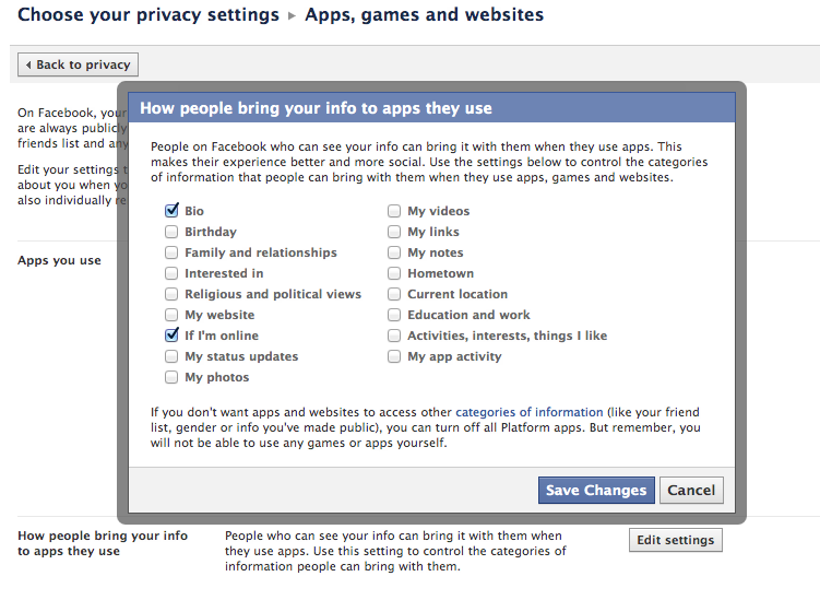 screenshot of the privacy setting discussed here