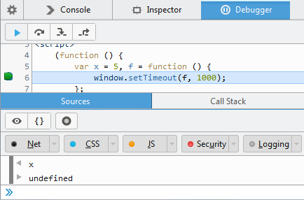 Screenshot showing when <code>x</code> is evaluated