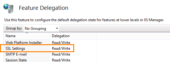 IIS - Feature delegation